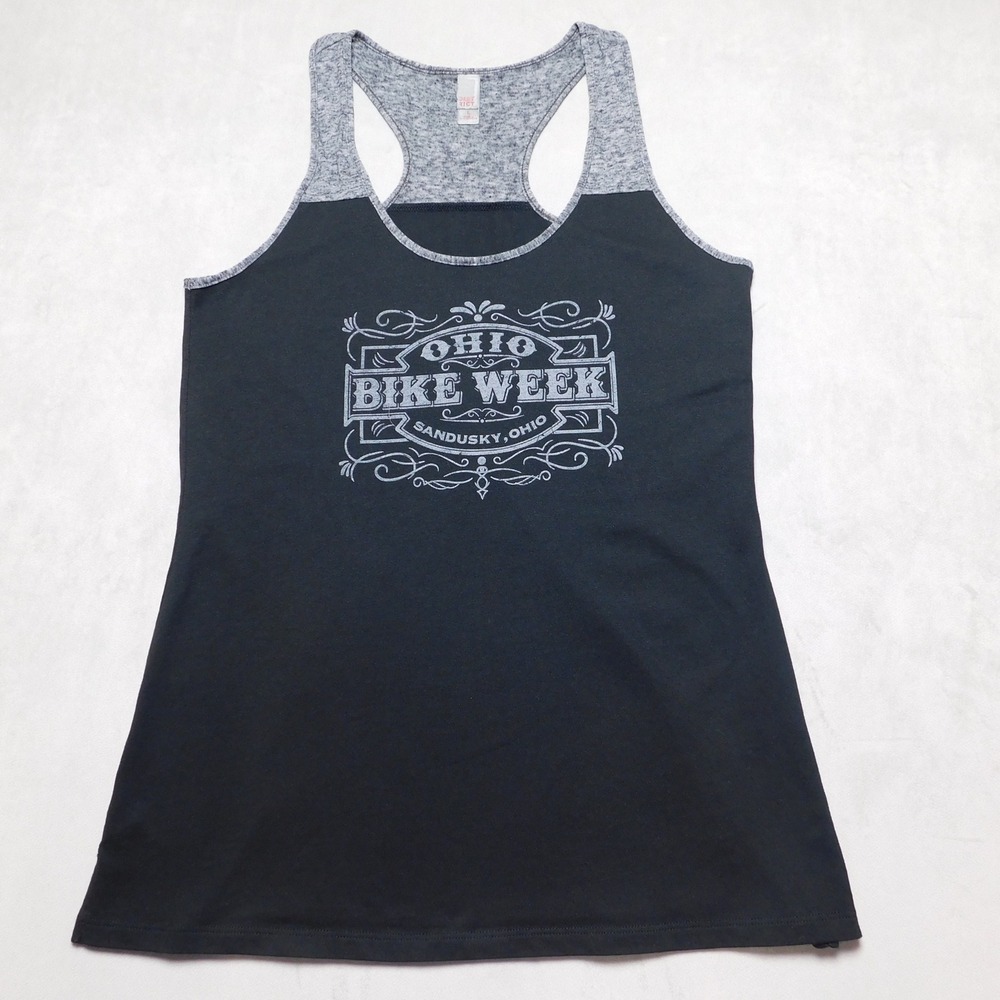 District Ohio Bike Week Sandusky Racerback Tank Top Black‎ Gray Large